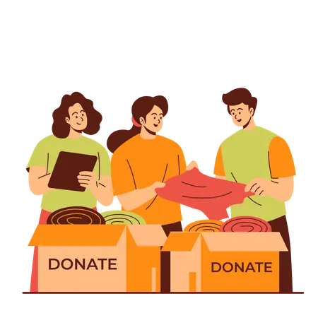 Volunteer sorting shirt donate  Illustration