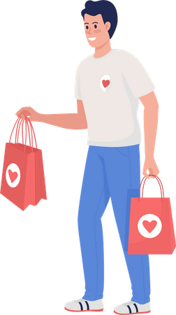 Volunteer with donation bags Illustration