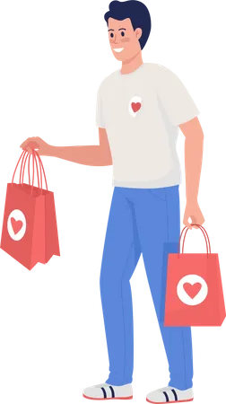 Volunteer with donation bags Illustration