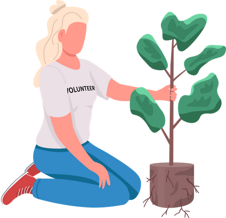 Volunteer with greenery Illustration