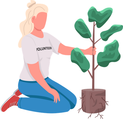 Volunteer with greenery  Illustration