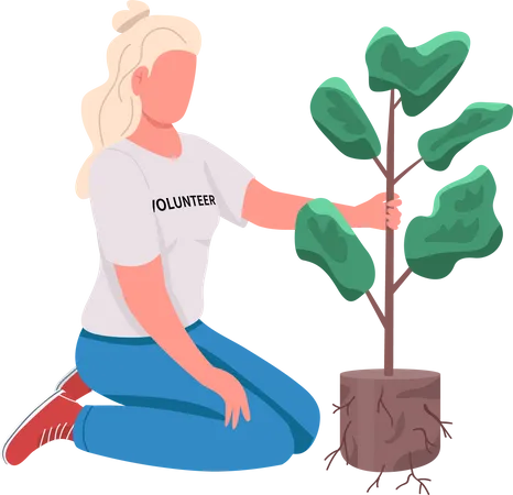 Volunteer with greenery  Illustration