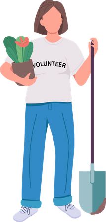 Volunteer with plant and shovel Illustration