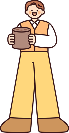 Volunteer Worker holding charity box  Illustration