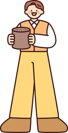 Volunteer Worker holding charity box  Illustration