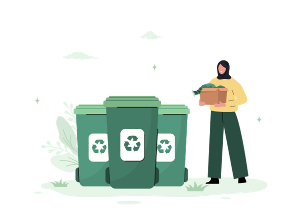 Volunteer works for waste management  Illustration