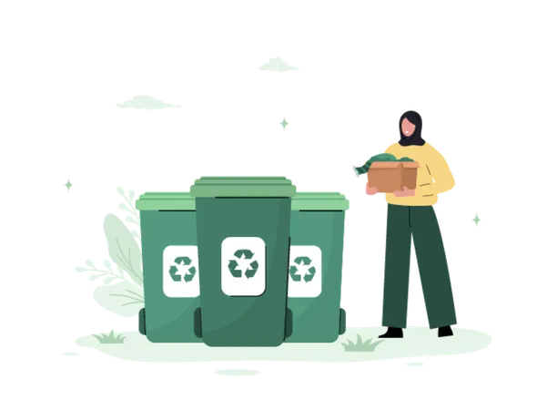 Volunteer works for waste management  Illustration