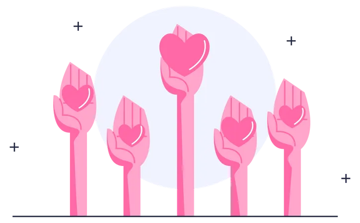 Flat Vector Illustration Of Hand Holding A Heart Raised Up Concept Of Volunteering Becoming A Donor Group Of People Holding Their Hands Up Ready To Help Illustration