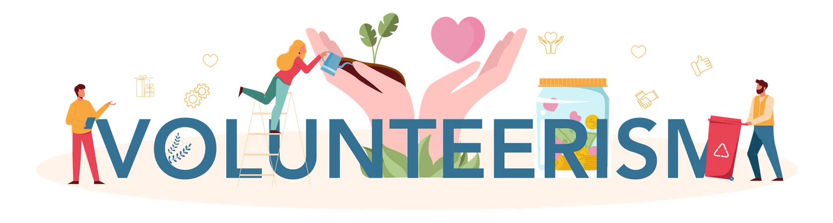 Volunteerism Typographic Header Charity Community Support People Donate Clothes Take Care Of The Planet Make A Donation Idea Of Care And Humanity Isolated Vector Illustration Illustration