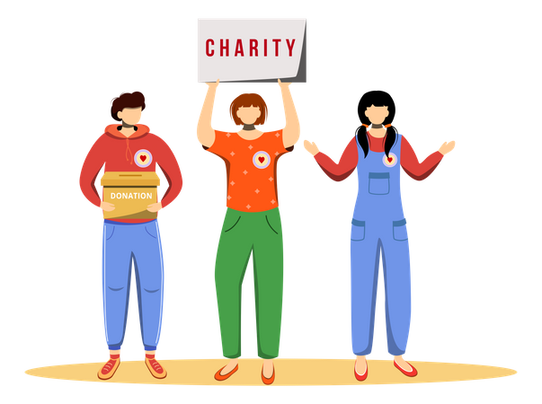 Volunteers collecting donations  Illustration