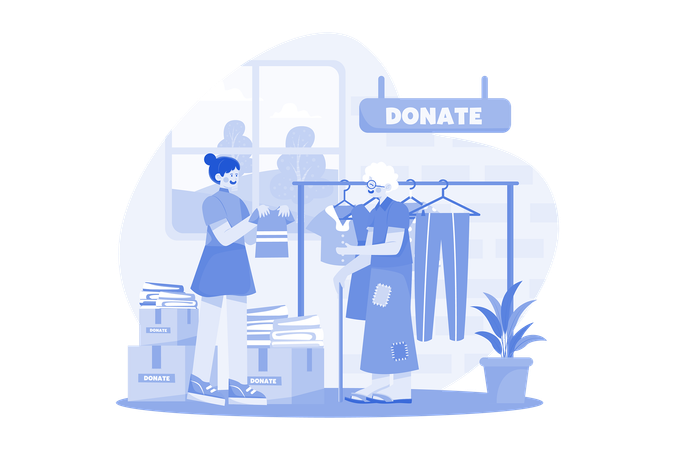 Volunteers Donate Clothes To The Poor  Illustration