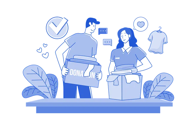 Volunteers Donate Clothes To The Poor  Illustration