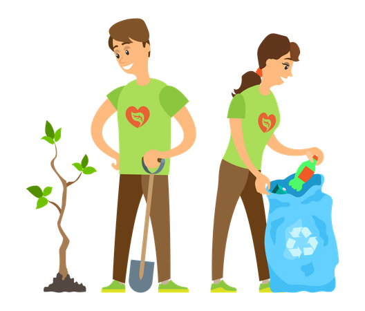 Volunteers Man and Woman  Illustration