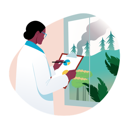 Volunteers prepares Environment report  Illustration