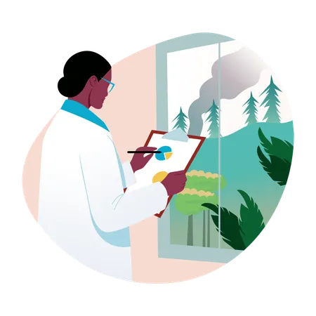 Volunteers prepares Environment report  Illustration