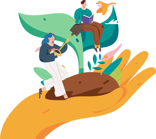 Volunteers protecting environment from pollution  Illustration