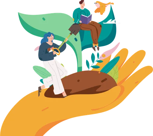 Volunteers protecting environment from pollution  Illustration