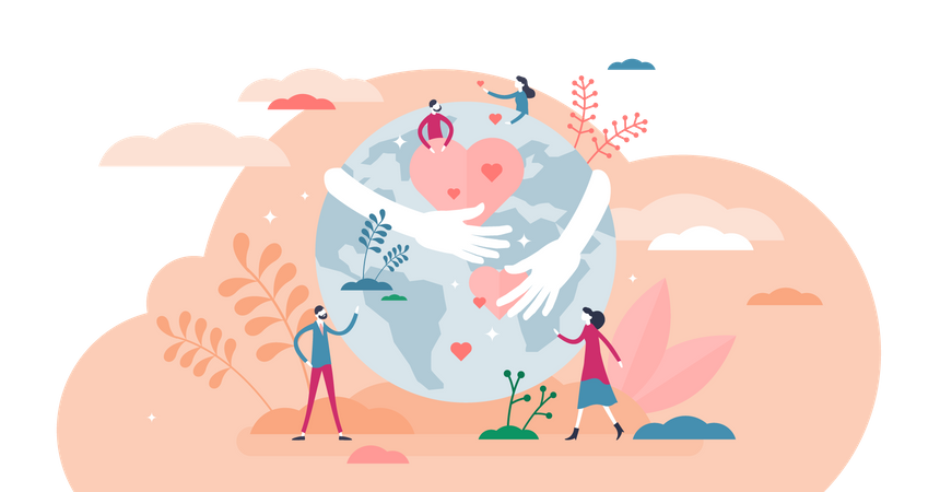 Volunteers working on World protection  Illustration