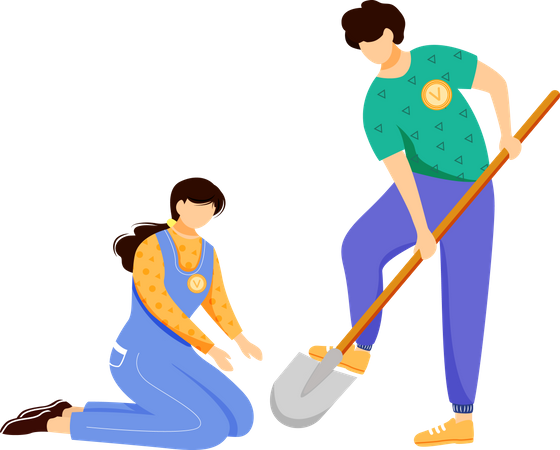 Volunteers working together  Illustration