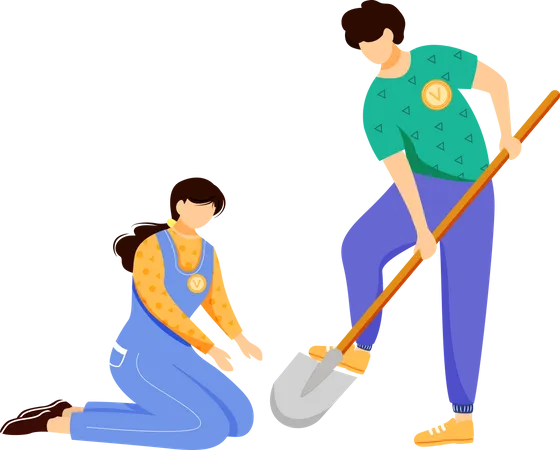 Volunteers working together  Illustration