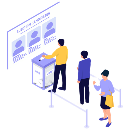 Voter Queue at Poll Booth  Illustration