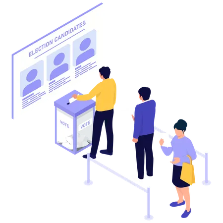 Voter Queue at Poll Booth  Illustration