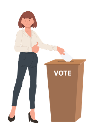 Voters Cast Ballots with Thumbs-Up Gesture on Election Day  Illustration