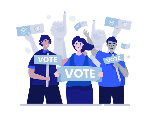 Voters Standing with vote sign  Illustration