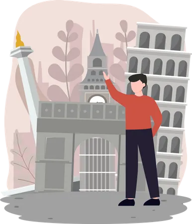 Touriste voyageant  Illustration