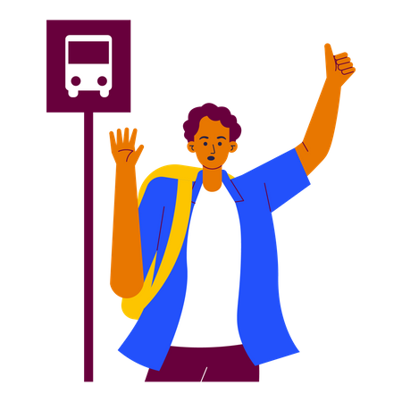 Voyageur arrêtant le bus  Illustration