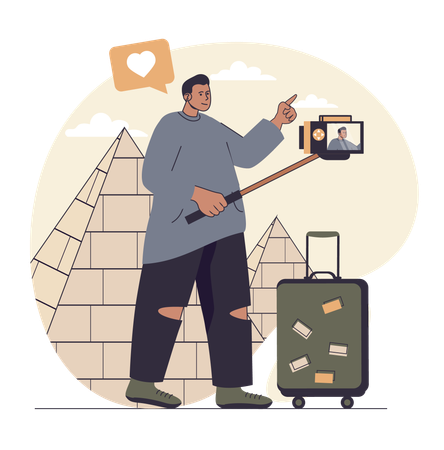Camping en plein air pour voyageurs  Illustration