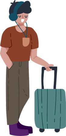 Voyageur masculin avec bagages  Illustration