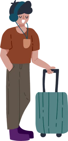 Voyageur masculin avec bagages  Illustration