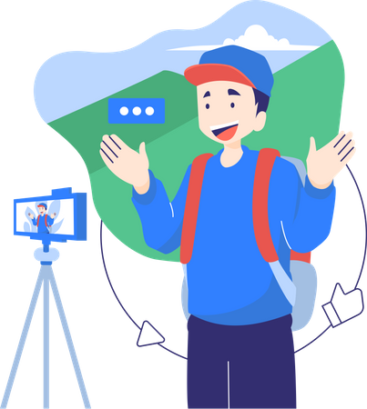 Vlogging de voyageurs masculins  Illustration