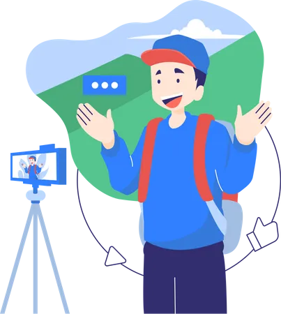 Vlogging de voyageurs masculins  Illustration