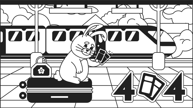 Lapin voyageur en gare  Illustration