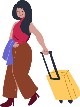 Voyageuse avec bagages  Illustration