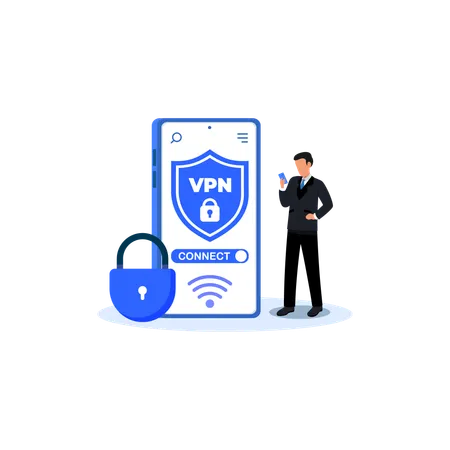 VPN Security Design Flat Illustration In This Design You Can See How Technology Connect To Each Other Each File Comes With A Project In Which You Can Easily Change Colors And More イラスト