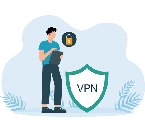 VPN network used by employee  Illustration