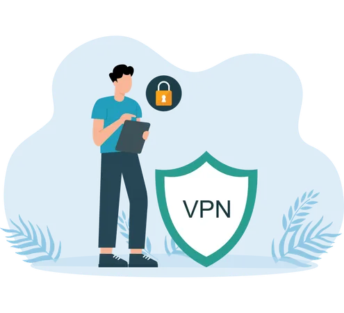 VPN network used by employee  Illustration