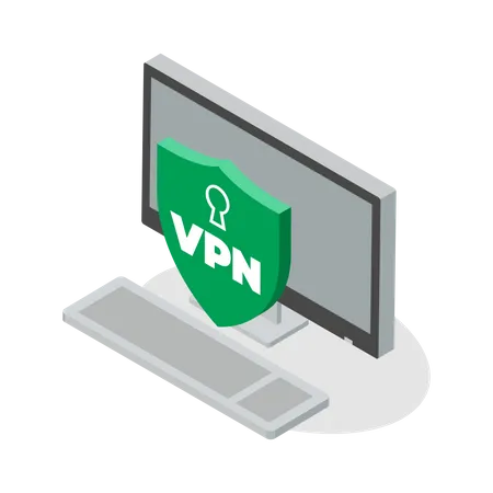 VPN para computador desktop  Ilustração