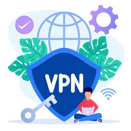 Illustration Vector Graphic Cartoon Character Of VPN Illustration