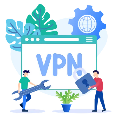 Illustration Vector Graphic Cartoon Character Of VPN Illustration