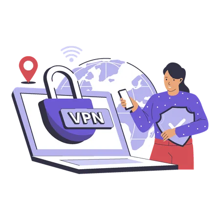 VPN Service Illustration Concept Illustration For Websites Landing Pages Mobile Applications Posters And Banners Trendy Flat Vector Illustration Illustration