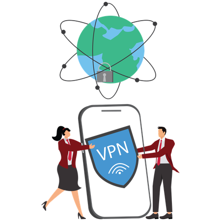 VPN 서비스 모바일 앱  일러스트레이션