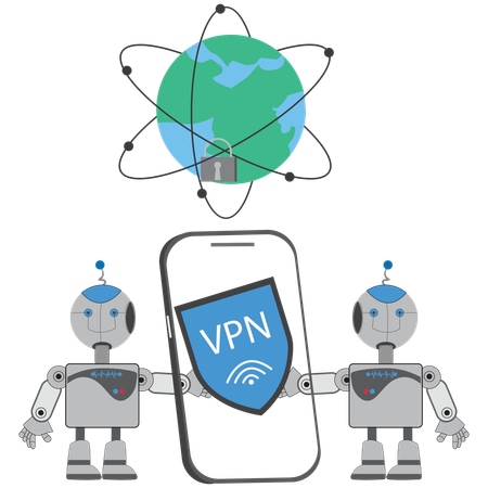 VPN service mobile app AI  Illustration