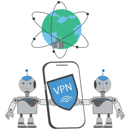 VPN service mobile app AI  Illustration