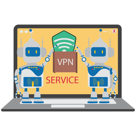 VPN service used by AI  Illustration