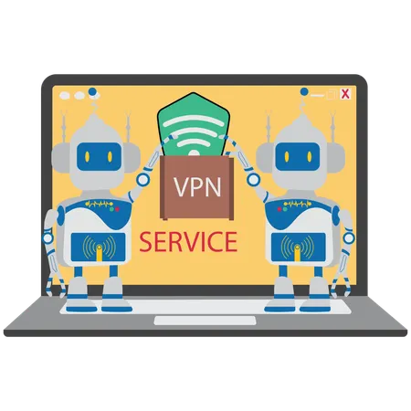 VPN service used by AI  Illustration