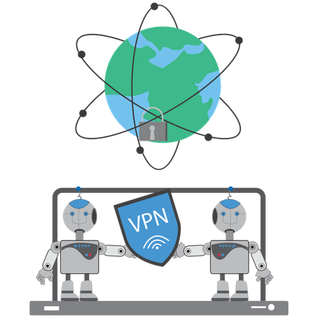 VPN service used by AI  Illustration
